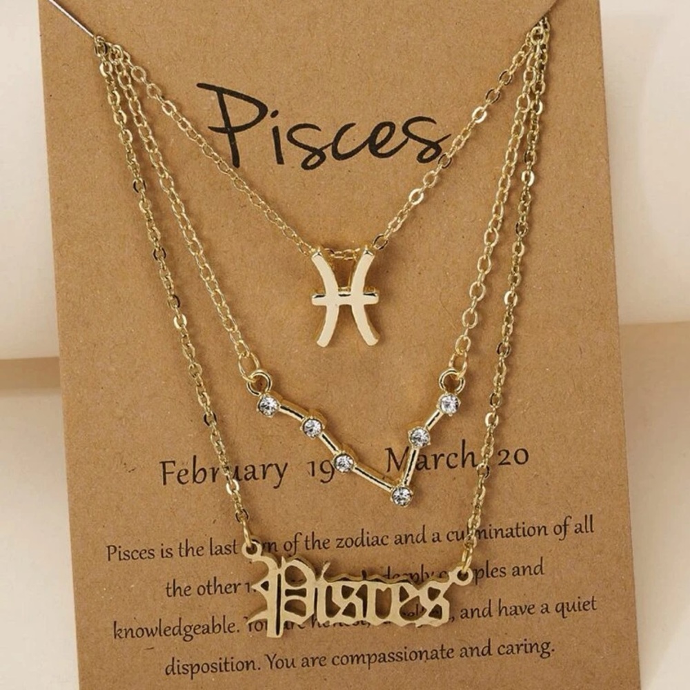 Pisces Zodiac Sign Constellation Stackable Necklaces 3pc